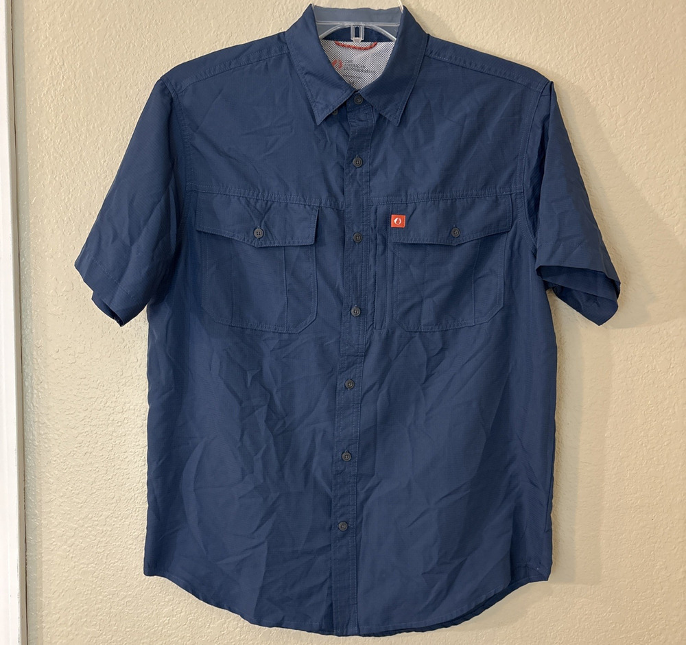 The American Outdoorsman Mens Dark Blue Shirt Vented Fishing Hiking, Size M